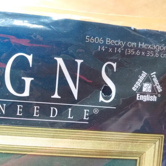 Vintage 90s Cat Cross Stitch Kit with Cloth, Chart and Floss "Becky on Hexagons" - Picture 8 of 8